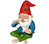 Funny Garden Gnome Middle Finger 5.9inch Tall Resin Luminous Funny Garden Gnomes Cheeky Smoking Naughty Gnomes Fade-Resistant Mini Gnomes for Christmas Garden Lawn