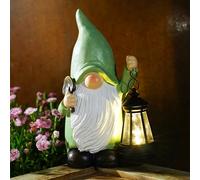Funny Garden Gnome with Lantern, Solar Ornaments Outdoor