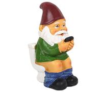 Funny Garden Gnomes 5'' Tall Naughty Gnome Garden Gnome Statue Sitting on Toilet Reading Phone Waterproof Resin Half Naked Gnomes Decor for Patio, Yard, Lawn 1