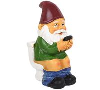 Funny Garden Gnomes 5'' Tall Naughty Gnome Garden Gnome Statue Sitting on Toilet Reading Phone Waterproof Resin Half Naked Gnomes Decor for Patio, Yard, Lawn Style 1