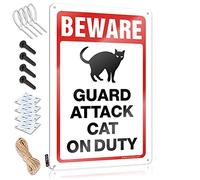 Funny Garden Signs Beware! Guard Attack Cats On Duty Tin Sign Stuff For Your Room Western Home Decor (Size : 20X30CM)