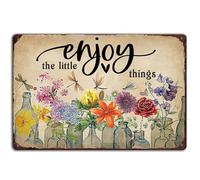 Funny Garden Signs, Outdoor Wall Decor For Patio, Metal Signs For Outside Porch, Enjoy The Little Things Sign Garden Decorative Plaque Farmhouse Kitchen Flower Hanging 20x30 CM