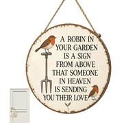 Funny Garden Signs Round Vintage Robin Memorial Wall Decor