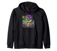 Funny Gator Mardi Gras Zip Hoodie