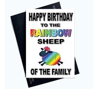 Funny Gay Birthday Cards Rainbow Sheep of The Family Brother Card Sibling PC994