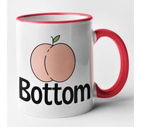 Funny Gay Couple Mugs - Top & Bottom Gift Set of 2 Mugs (Red)