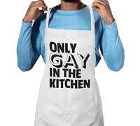 Funny Gay Kitchen BBQ Apron - Only Gay In The Kitchen (White)