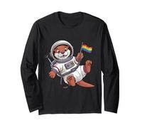 Funny Gay Otter Pride Astronaut Cute Otter Lover Design Long Sleeve T-Shirt