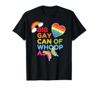 Funny Gay Pride Big Gay Can Of Whoop Ass LGBTQ Rainbow Heart T-Shirt