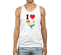 Funny Gay Pride Cockerel Vest Men LGBTQ Rainbow Rooster Tee LGBTQIA+, L, White