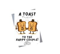 Funny Gay Wedding Card - Humorous Pun A Toast to the Happy Couple - Cute Two Grooms Illustration for Same Sex Marriage, Engagement or Anniversary WED24