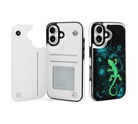 Funny Gecko Graphic Printed Flip Phone Cases Compatible with iPhone 16