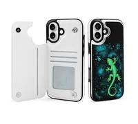 Funny Gecko Graphic Printed Flip Phone Cases Compatible with iPhone 16