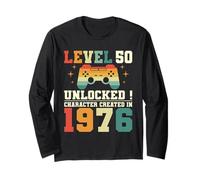 Funny Geek Level 50 Years 1976 50th Birthday Gamer Long Sleeve T-Shirt