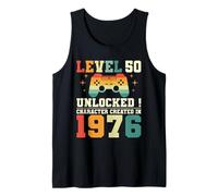 Funny Geek Level 50 Years 1976 50th Birthday Gamer Tank Top