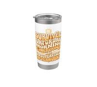 Funny Gen X Survived Saturday Cartoons Unsupervised Stainless Steel Insulated Tumbler
