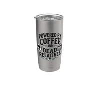 Funny Genealogy Powered by Coffee and Dead Relatives Stainless Steel Insulated Tumbler