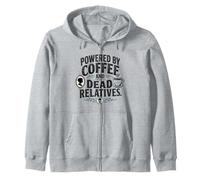 Funny Genealogy Powered by Coffee and Dead Relatives Zip Hoodie