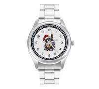 Funny German Shepherd Christmas Simple Stainless Watch Fashion Designer Wristwatch Easy Reader Analog Watches Gifts for Men