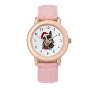 Funny German Shepherd Christmas Women Simplicity Watch with Leather Strap Easy Reader Ladies Wristwatch