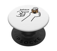 Funny German Shepherd Dog Behave No Stubborn Meme Cartoon PopSockets Adhesive PopGrip