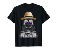 Funny German Shepherd Dog Coffee Art Sunglasses Motif T-Shirt