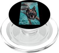 Funny German Shepherd Dog Selfie with Shark Ocean Lover 2025 PopSockets PopGrip for MagSafe
