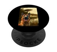 Funny German Shepherd Dog UFO Encounter Dog Selfie Aliens PopSockets Adhesive PopGrip