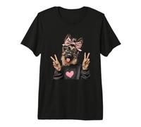 Funny German Shepherd Dog with Glasses Double Peace Sign Premium T-Shirt