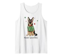 Funny German Shepherd Merry Woofmas Candy Cane Christmas Fun Tank Top