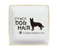 Funny German Shepherd Quote Ceramic Jewelry Ring Dish Decorative Trinket Plate-Gifts for Girl Friend Sister Women Girl Friend German Shepherd Love-It’s not Dog Hair German Shepherd