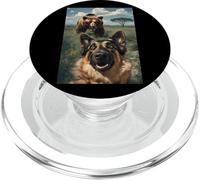 Funny German Shepherd Selfie with Bear Meme Dog Graphic 2025 PopSockets PopGrip for MagSafe