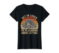 Funny Get in Loser We're Learning About Lettuce Retro Sunset Value Graphic T-Shirt, Women, Black, XL