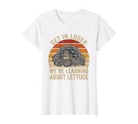 Funny Get in Loser We're Learning About Lettuce Retro Sunset Value Graphic T-Shirt, Women, White, M