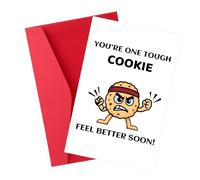 Funny Get Well Cards with Envelope, Tough Cookie Feel Better Soon Card After Surgery Recovery & Illness for Men Women Him Her Friends Encouragement Motivational Inspirational Gift