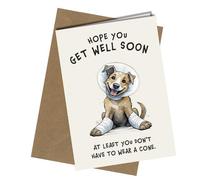 Funny Get Well Soon Card, Dog with Cone, Get well Card from the dog or to loved one/Friend, Recyclable #1675