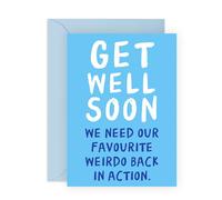 Funny Get Well Soon Card - “Fave Weirdo Back in Action” - Humorous Recovery Card for Sick Friends, Injured, Colleagues, Coworker, Officemate, Buddy, Pal, Team Member, Him, Her - The Joker