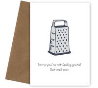 Funny Get Well Soon Card for Kids and Adults - Sorry You're Not Feeling Grate - Get Well Soon Card for Men and Women After Operation - Speedy Recovery Cards for Men and Women Feeling Unwell