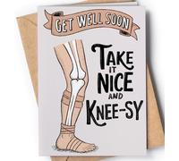 Funny Get Well Soon Card - Knees Surgery Recovery for her, him - Hilarious Get Better Soon for Men, Women After Knees Replacement - Witty Pun Get Well Knee Card - NUM 236