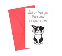 Funny Get Well Soon Card, Speedy Recovery Card with Envelope At Least You Don't Have To Wear a Cone Cards After Surgery Feel Better Gift Card for Men Women Friends(Bulldog)
