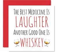Funny Get Well Soon Cards for Men and Women - Best Medicine is Laughter Another is Whiskey, Speedy Recovery Card, 145mm Joke Humour Get Well Greeting Cards for Friend Brother Sister Colleague