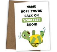 Funny Get Well Soon Cards for Women and Men - Back on Feet Soon - Custom Name - Personalised Welcome Home from Hospital after Operation Speedy Recovery Card for Him or Her