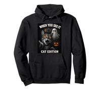 Funny Ghost Cat Meme Halloween Selfie Spooky Costume Pullover Hoodie