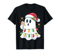 Funny Ghost Christmas Outfit Santa Hat Lights and Cookie T-Shirt