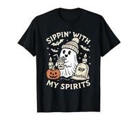 Funny Ghost Halloween Drinking Spirits Spooky Present T-Shirt, Men, Black, XX-Large