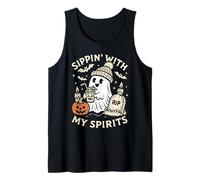 Funny Ghost Halloween Drinking Spirits Spooky Present Tank Top