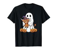 Funny Ghost Highland Cow Pumpkin Halloween Kids Mens Womens T-Shirt
