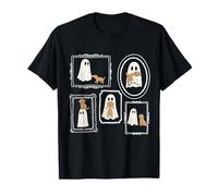 Funny Ghost Holding Dog Portrait Picture Frames Halloween T-Shirt