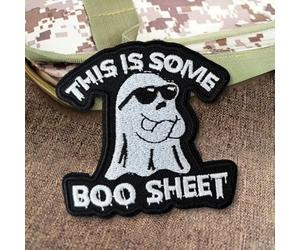 Funny Ghost Hook and Loop Patch, This is Some,Boo Sheet Embroidered Patch, Meme Morale Patch, DIY Applique Accessories for Backpacks, Dog Harnesses, Army Vests, Gym Bags, Hats, Helmets