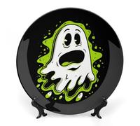 Funny Ghost Personalized Bone China Decorative Plate Ceramic Decorative Plates with Display Stand for Home Office Decor